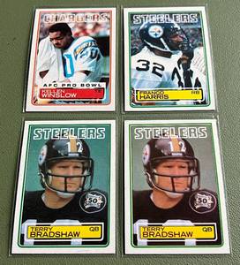 lot 123D image: 1983 Topps 4 Card Lot - (2) Terry Bradshaw #358, Franco Harris #362 and Kellen Winslow #382 Vintage Football Cards