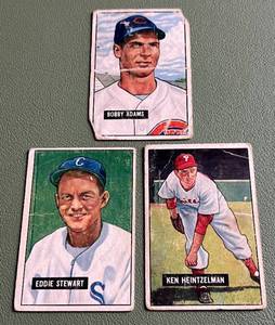 lot 200A image: 1951 Bowman 3 Card Vintage Baseball Lot