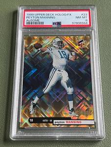 lot 8E image: Peyton manning PSA 8 NM-MT 1999 Upper Deck HoloGrFX AuSome #23 Football Card