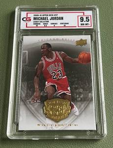 lot 12E image: Michael Jordan Graded 9.5 NM-MT 2009-10 Upper Deck Legacy Collection Gold #27 Basketball Card