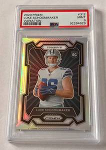 lot 199B image: Luke Schoonmaker RC PSA 9 Mint 2023 Prizm #312 Rookie Football Card