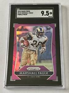 lot 192B image: Marshall Faulk SGC 9 MT Purple Prizm 2015 #132 Football Card