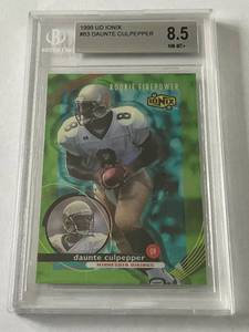 lot 191B image: Daunte Culpepper RC Beckett 8.5 NM-MT_ 1999 UD Ionix #63 Rookie Firepower Minnesota Vikings Football Card