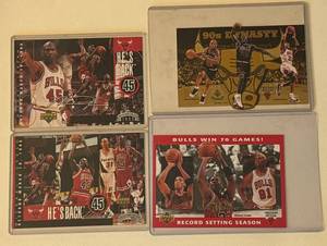 lot 32 image: Michael Jordan Lot of 4 Limited EditionNumbered Oversized Basketball Cards