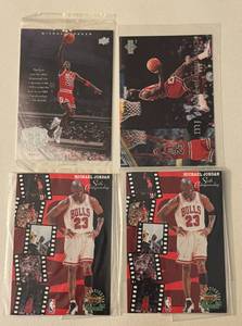 lot 31 image: Michael Jordan Lot of 4 Oversized Basketball Cards