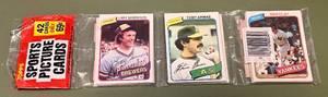 lot 5 image: 1980 Topps Baseball Rack Pack - Rickey Henderson RC - Vintage Baseball Cards