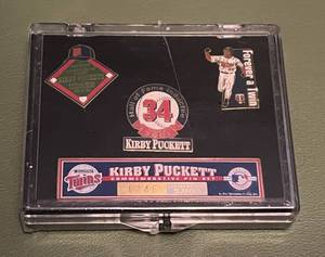 lot 51 image: Kirby Puckett Limited Edition 5,000 Hall of Fame Commemorative Pin Set - Minnesota Twins Baseball