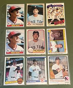 lot 70 image: Carly Yastrzemski 9 Card Lot 1973-1984 Vintage Baseball Cards
