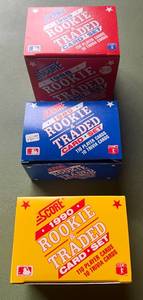 lot 201 image: (3) Score Rookie & Traded Sets - 1988, 1989 (Griffey RC), 1990 - Baseball Cards