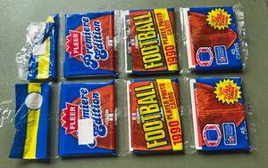 lot 195 image: (2) 1990 Fleer Football Premier Edition Rack Pack Cards