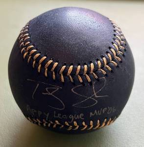 lot 4E image: Travis Snider Signed Rookie Baseball - PSA DNA COA w Appy League MVP 06 Inscription, Limited Edition Numbered 46 Rawlings OMLB Selig Ball