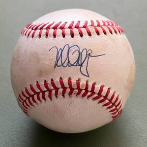 lot 19E image: Mark McGwire Signed Baseball Rawlings OALB Brown Ball