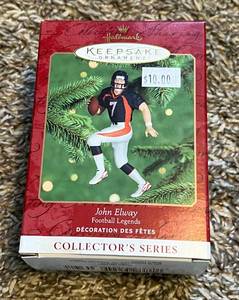 lot 36D image: John Elway Christmas Ornament Collectors Series by Hallmark - Denver Broncos Football