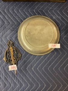 Antique Hook & antique metal plate.