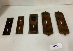 Set of 5 Antique door plates
