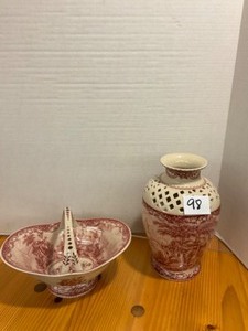 Set of 2 - Red toile
