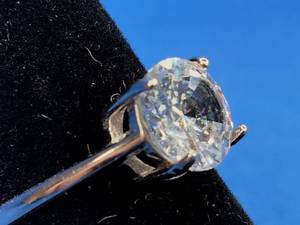 lot 33 image: New Tiara Sterling Silver Round CZ Solitaire Ring, Size 6