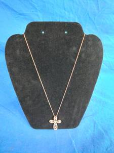 lot 36 image: New  .925 Sterling Silver 14K Rose Gold Finish Fancy Cross Pendant