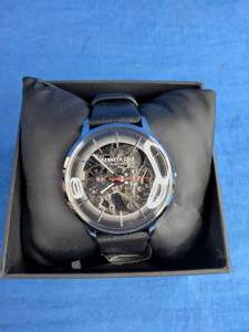 lot 47 image: Kenneth Cole New York Mens Black Leather Automatic Watch