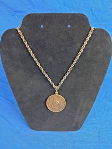 lot 56 image: 24 18 Month Sobriety Bronze AA Recovery Chip Necklace