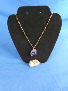 lot 69 image: White Druzy Pendant and Natural Stone Necklace Australia 24