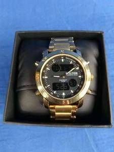 lot 74 image: Kenneth Cole Reaction Mens 45mm Black Dial Goldtone AnalogDigital Watch
