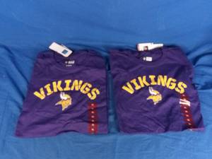 lot 28 image: New 2 MN Vikings NFL T-Shirts, Adult Size XL