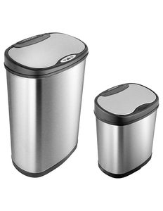 lot 2 image: Nine Stars Motion-Sensor 13.2-Gallon and 3.2-Gallon 2-Pc. Trash Can Combo Set