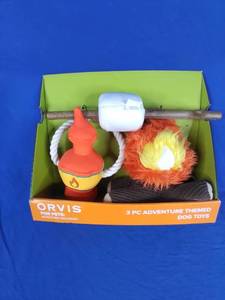 lot 84 image: New Orvis for Pets Adventure Unleashed 3 Pc Adventure Themed Dog Toy Set