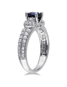 lot 71 image: New Sofia B. Sterling Silver Created Sapphire & White Sapphire Ring, Size 9