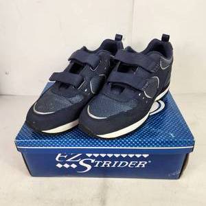 Mens Blue EZ Strider Velcro Tennis Shoes Size 10W Excellent Condition