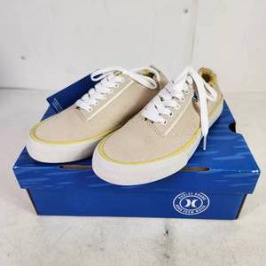 Womens Hurley Canvas Tied Casual Shoes Elastic Back Natural Color Size 6M