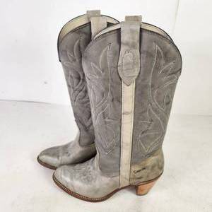 Womens GrayGreen Cowboy Boots 3 Heel Excellent Condition
