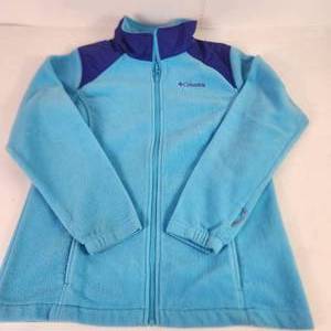 Girls Columbia Light Blue Fleece Jacket Full Zipper Size XL Good Condition