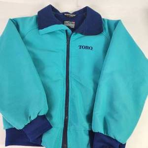 Mens Polarfleece Green Jacket Blue Fleece Lining Size Large Full Zip Toro Logo