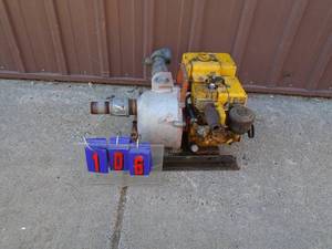 Gas powered 3 hp water pump. Used motor runs. Pump untested. As shown.