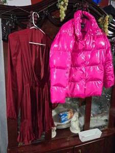 lot 41 image: A Who What Wear Pink Jacket, Size medium and a Mittoshop dress, Size S