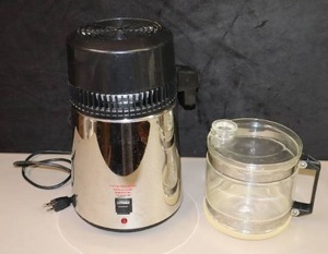 lot 219 image: Stainless Steel Portable Water Distiller WGlass Pitcher