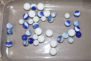 lot 261F image: Vintage Marble Collection10-White Milk-Glass 30-Blue White Swirl Milk-Glass Vitro