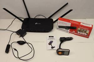 lot 293 image: Small Electronicstp-link Wireless Router Archer A6, Sobetter HD TV Antenna, Bluetooth FM Transmitter BT76, Clever FM Transmitter
