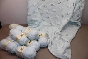 lot 318 image: Knit Crocheted Baby Blanket Project Started