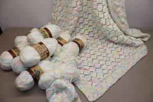 lot 317 image: Knit Crocheted Baby Blanket Project Started