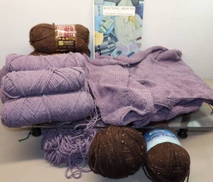lot 304 image: Knit Crocheted Cardigan Sweater Project Started wAdditional Yarn