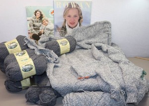 lot 311 image: Knit Crocheted Cardigan Sweater AdultBaby Project Started wAdditional Yarn