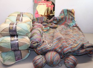 lot 305 image: Knit Crocheted Cardigan Sweater Project Started wAdditional Yarn