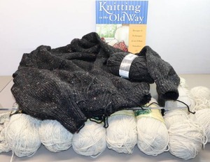 lot 321 image: Knit Crocheted Cardigan Sweater Project Started wAdditional Yarn
