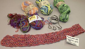 lot 340 image: Project Scarf, Wool Sock Scarf Yarn By Regia and Opal wPoly Nylon Etc