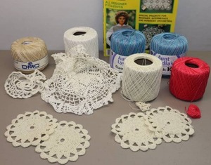 lot 348 image: Crochet Thread and Project Started Etc.