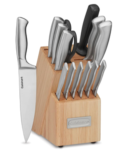 lot 101 image: Cuisinart Block Knife Set 15pc Cutlery Knife Set with Steel Blades for Precise Cutting, Lightweight, Stainless Steel Durable& Dishwasher Safe