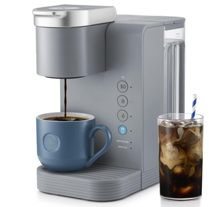 lot 102 image: Keurig K-Iced Essentials, Gray Iced and Hot Single-Serve K-Cup Pod Coffee Maker, reusable tumbler included